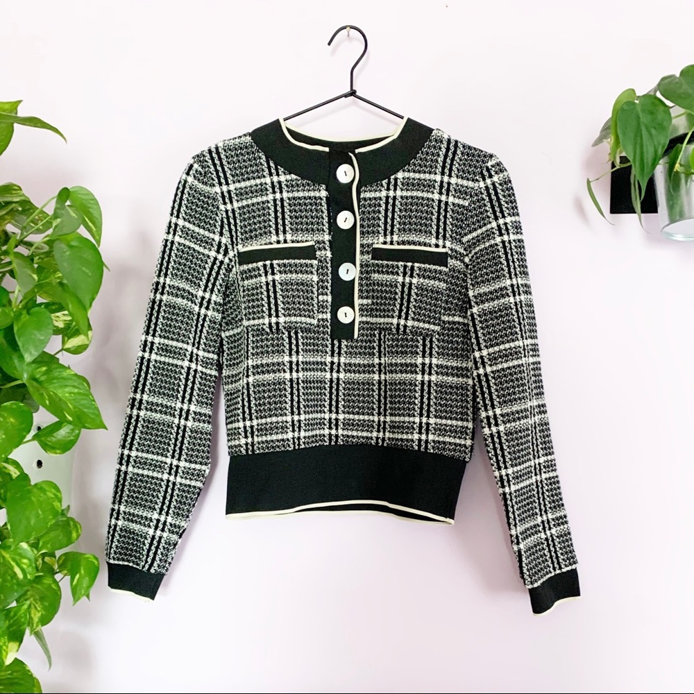 Zara TRF Collection Black/White Tweed Like Sweater